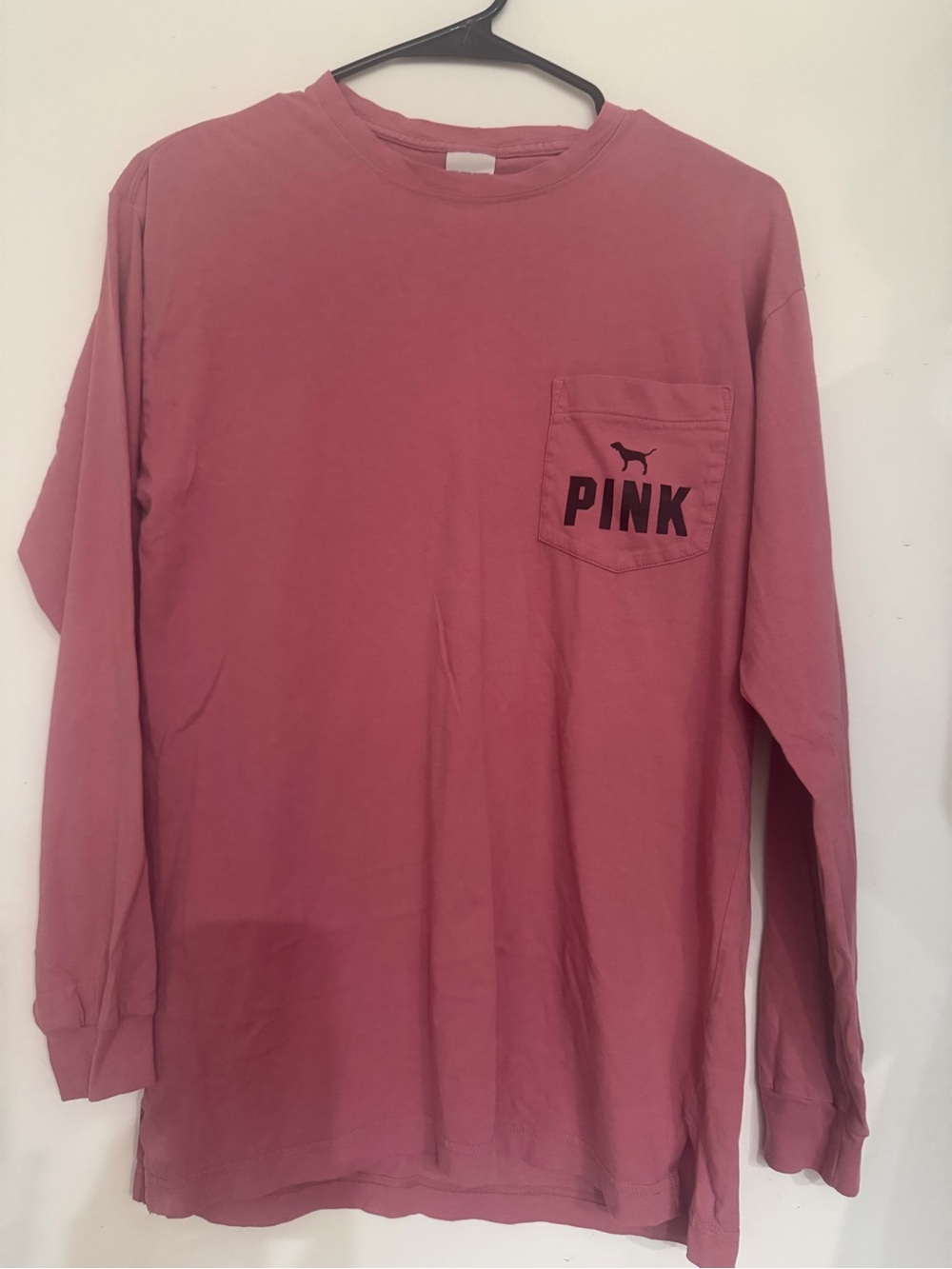 PINK Victoria's Secret Rose Long Sleeve Pocket Tee